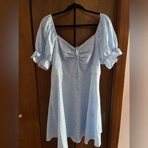 Blue and white flowered dress